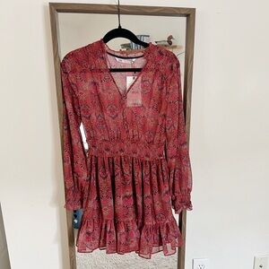 New With Tag!  Zara Printed Short Dress, Red Multicolored, Size SM